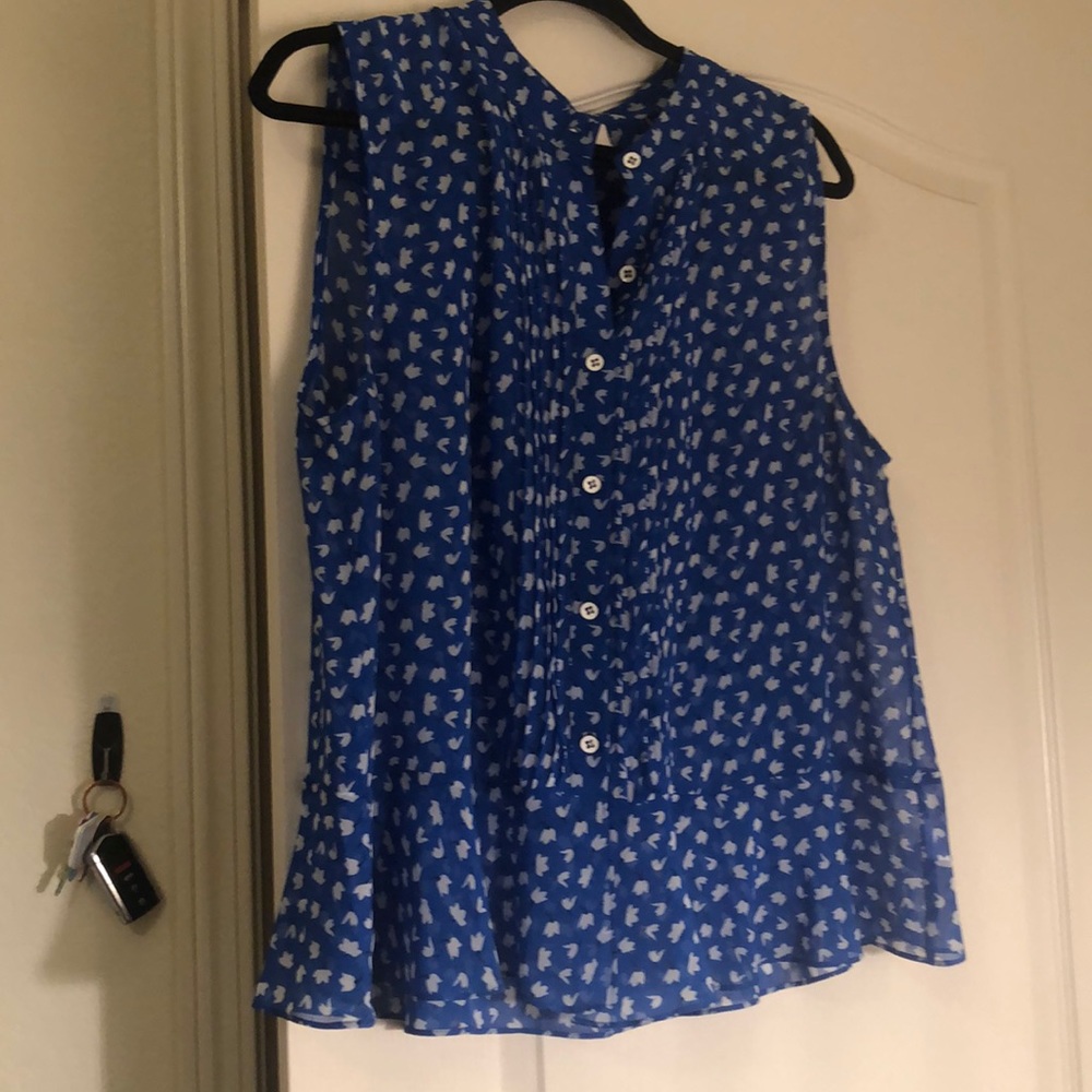 Electric Blue with white detail sleeveless top